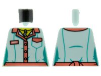 LEGO part Torso Female Blouse, Dark Pink Collar and Trim and Silver Moon Necklace Pattern 973pb3711