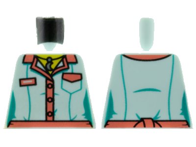 LEGO part Torso Female Blouse, Dark Pink Collar and Trim and Silver Moon Necklace Pattern (973pb3711)