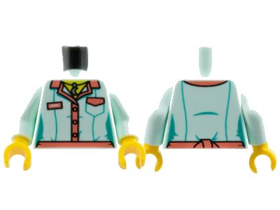 LEGO onderdeel Torso Female Blouse, Dark Pink Collar and Trim and Silver Moon Necklace Pattern / Light Aqua Arms / Yellow Hands (973pb3711c01)