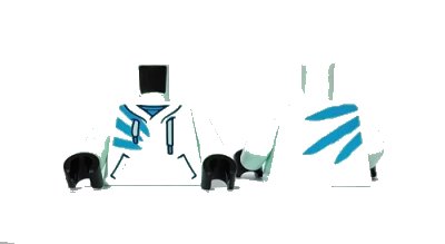 LEGO onderdeel Torso Hoodie with Laces and Pockets, Dark Azure Stripes Pattern / Light Aqua Arms / Black Hands (973pb3795c01)