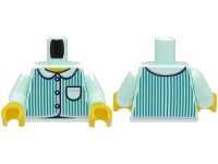 LEGO part Torso Pajamas 3 Buttons, Dark Turquoise Vertical Stripes, Pocket, Bright Pink Trim, Yellow Neck Pattern (BAM) / Light Aqua Arms / Yellow Hands 973pb4881c01