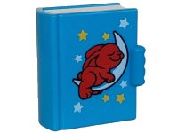 LEGO part Duplo Utensil Book with Molded White Pages and Printed White and Yellow Stars, Crescent White Moon with Dark Red Sleeping Bunny / Rabbit Pattern 100954pb05