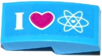 LEGO onderdeel Slope, Curved 2 x 1 x 2/3 with 'I', Heart and Heart Atom Orbitals Pattern (Sticker) - Set 41116 11477pb031