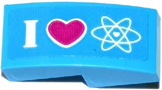 LEGO onderdeel Slope, Curved 2 x 1 x 2/3 with 'I', Heart and Heart Atom Orbitals Pattern (Sticker) - Set 41116 (11477pb031)