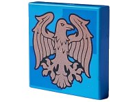 LEGO onderdeel Tile 2 x 2 with Copper Ravenclaw Crest on Blue Squares Pattern 3068pb2357