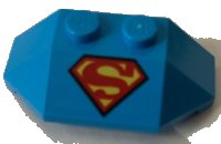 LEGO part Wedge 2 x 4 Triple with Superman 'S' Logo Reverse Pattern 47759pb12