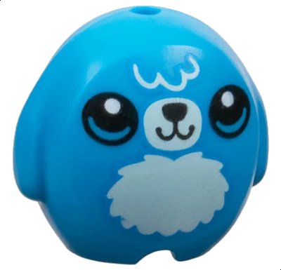LEGO onderdeel Minifigure, Utensil Pillow Plush Toy with Dog with Black Nose, Mouth and Eyes, White Pupils and Light Aqua Bangs, Muzzle and Fur Belly Pattern (6330pb02)