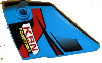 LEGO part Technic, Panel Fairing #13 Large Short Smooth, Side A with 'KRN POWERTOOLS' Red, Vent and Red, Black and Dark Red Lines Pattern (Sticker) - Set 42077 64394pb026