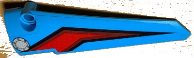 LEGO part Technic, Panel Fairing # 5 Long Smooth, Side A with Gas Hatch and Red, Dark Red and Black Lines Pattern (Sticker) - Set 42077 (64681pb044)