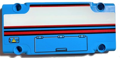 LEGO onderdeel Technic, Panel Plate 5 x 11 x 1 with Red Line, White Stripe Outlined in Red, Warning Sign and Hatch Pattern Model Left Side (Sticker) - Set 42070 (64782pb057L)