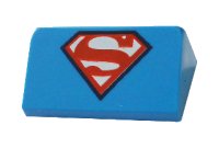 LEGO part Slope 30 1 x 2 x 2/3 with Superheroes / Superman 'S' Logo Pattern 85984pb144