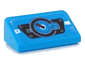 LEGO onderdeel Slope 30 1 x 2 x 2/3 with Dark Azure Speedometer on Trapezoid Panel Pattern (Sticker) - Set 70639 (85984pb254)