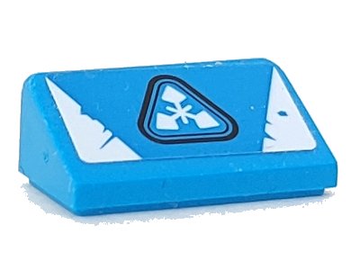 LEGO part Slope 30 1 x 2 x 2/3 with White Worn Triangles and Zane Shuriken of Ice Symbol Pattern (Sticker) - Set 70639 (85984pb332)