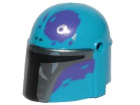 LEGO part Minifigure, Headgear Helmet with Holes, SW Mandalorian with Silver and Dark Purple Pattern 87610pb13