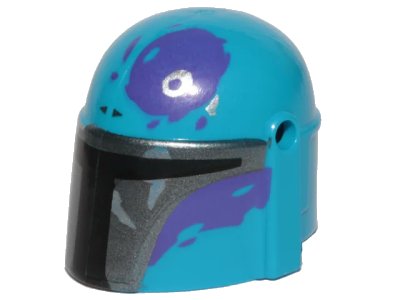 LEGO onderdeel Minifigure, Headgear Helmet with Holes, SW Mandalorian with Silver and Dark Purple Pattern (87610pb13)