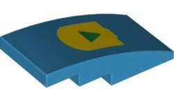 LEGO part Slope, Curved 4 x 2 with Triangle on Yellow Background Pattern (BOOST Play Button) (93606pb069)