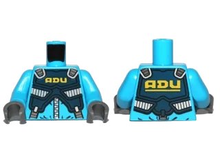LEGO onderdeel Torso Alien Conquest ADU Soldier with Protection Vest Pattern / Dark Azure Arms / Dark Bluish Gray Hands (973pb0903c01)