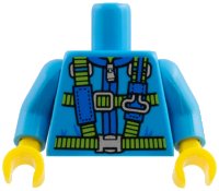LEGO part Torso Blue and Lime Parachute Harness Straps and Silver Buckles Pattern / Dark Azure Arms / Yellow Hands 973pb1410c01