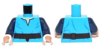 LEGO onderdeel Torso SW V-Neck Shirt and Dark Brown High Tie Belt Pattern / Dark Blue Arms / Light Nougat Hands (973pb1503c01)