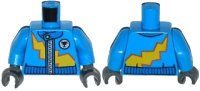 LEGO part Torso Racing Jacket with Zipper and Yellow Lightning Bolt Pattern / Dark Azure Arms / Dark Bluish Gray Hands 973pb1657c01