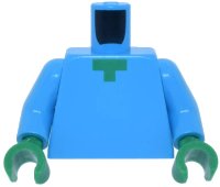 LEGO part Torso Pixelated Green Neck Pattern (Minecraft Zombie) / Dark Azure Arms / Green Hands 973pb1814c01