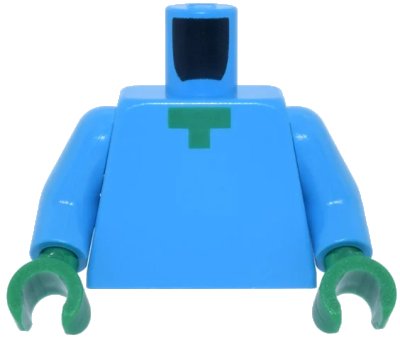LEGO onderdeel Torso Pixelated Green Neck Pattern (Minecraft Zombie) / Dark Azure Arms / Green Hands (973pb1814c01)