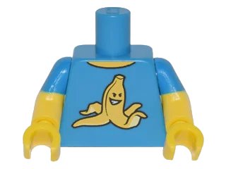 LEGO onderdeel Torso T-Shirt with Yellow Grinning Banana Peel Pattern / Yellow Arms with Molded Dark Azure Short Sleeves Pattern / Yellow Hands (973pb2222c01)