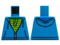 LEGO part Torso Hoodie with Zipper over Lime and Green Striped Shirt Pattern 973pb2346