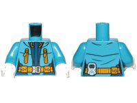 LEGO part Torso Female Jacket with Bright Light Orange Belt and Zipper Pockets Pattern / Dark Azure Arms / White Hands 973pb3153c01