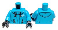 LEGO part Torso Jacket with Hood, White Letter X, Orange Zippers and Drawstrings Pattern / Dark Azure Arms / Black Hands 973pb3412c01