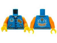 LEGO onderdeel Torso Sports Jacket with Orange 'NB' and 'SQUIDS' on Back Pattern / Orange Arms / Yellow Hands 973pb3855c01
