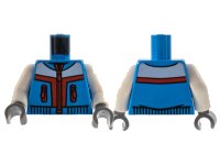 LEGO part Torso Jacket with Red Zippers and Stripes, White Panel Pattern / White Arms / Dark Bluish Gray Hands 973pb4586c01