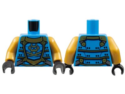 LEGO onderdeel Torso Armor, Gold Panel Lines and Samurai Logo Pattern / Pearl Gold Arms / Black Hands (973pb4756c01)