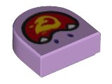 LEGO part Tile, Round 1 x 1 Half Circle Extended with Open Mouth with Flame Pattern (24246pb032)