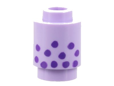 LEGO part Brick, Round 1 x 1 with Dark Purple Spots Pattern (3062pb073)