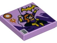 LEGO onderdeel Tile 2 x 2 with Batgirl Comic Book Cover with Yellow Bat Logo, '1', and Bar Code Pattern (3068pb1059)