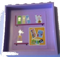 LEGO part Panel 1 x 6 x 5 with Books on Bookshelf, Trophy, Cat and Poster Pattern on Inside (Sticker) - Set 41095 59349pb169