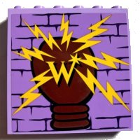 LEGO part Panel 1 x 6 x 5 with Brick Wall, Yellow Letter W and Lightning Bolts Pattern (Sticker) - Set 75978 59349pb247
