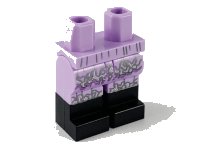 LEGO part Hips and Legs with Pearl Dark Gray and Silver Squiggly Lines and Black Boots Pattern 970c00pb1117