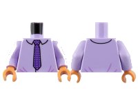 LEGO part Torso Dress Shirt, Dark Purple Checkered Tie Pattern / Lavender Arms / Nougat Hands 973pb4929c01