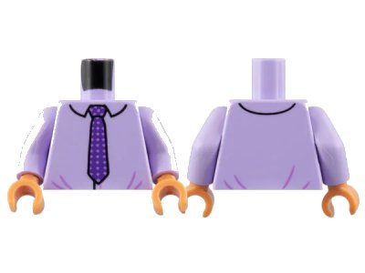 LEGO onderdeel Torso Dress Shirt, Dark Purple Checkered Tie Pattern / Lavender Arms / Nougat Hands (973pb4929c01)