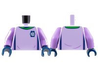 LEGO part Torso Soccer Uniform, Bright Green Collar, White Ball on Dark Blue Brick Logo, Dark Blue Side Stripes Pattern / Medium Lavender Arms / Dark Blue Hands 973pb4964c01