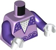 LEGO part Torso Ice Skating Costume with Dark Purple Trim, Metallic Pink Filigree and Sparkles Pattern / Dark Purple Arms / White Hands 973pb5301c01