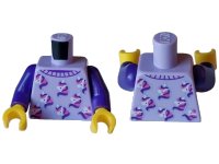 LEGO part Torso Pajama Sweater with White, Dark Purple, and Dark Pink Unicorn Heads Pattern / Dark Purple Arms / Yellow Hands 973pb5352c01