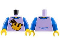 LEGO part Torso Shirt with Blue Collar, 'ZZZ', and Bright Light Orange Sloth Sleeping from Reddish Brown Tree Branch with Leaves, Yellow Neck Pattern / Blue Arms / Yellow Hands 973pb5357c01
