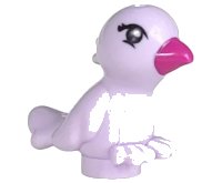 LEGO part Bird, Friends / Elves with Magenta Beak and Black Eyes Pattern (Violet) 98388pb06