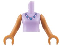 LEGO part Torso Mini Doll Girl Top with Medium Azure and White Bead Necklace Pattern, Medium Nougat Arms with Hands FTGpb111c01