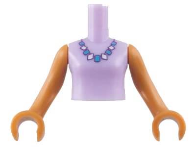LEGO onderdeel Torso Mini Doll Girl Top with Medium Azure and White Bead Necklace Pattern, Medium Nougat Arms with Hands (FTGpb111c01)