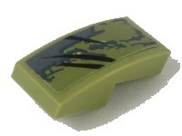 LEGO part Schräge, Curvada 2 x 1 x 2/3 con Patrón de Raspadura Gris Azulado Oscuro, Marcas de Garras Negras Lado Derecho del Modelo (Pegatina) - Set 70653 11477pb061R