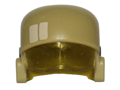 LEGO onderdeel Minifiguur, Kopbedekking Helm SW Resistance Trooper met Gevormde Trans-Geel Vizier en Gedrukt Tan Rechthoeken en Zwart Cirkels Patroon (23947pb01)